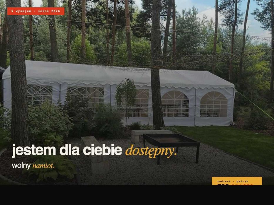 Namiot imprezowy na wynajem + stoły, krzesła, oświetlenie / Namioty 800 zł