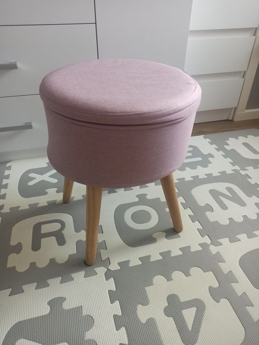 Stołek pufa puf pufka ze schowkiem stołek różowa czarna