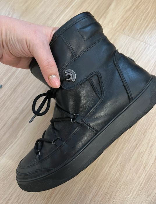 skórzane botki z futrem