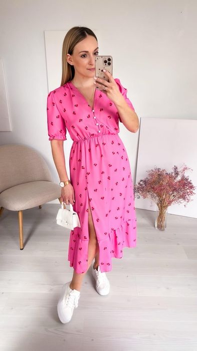 Sukienka,midi,,rozciecie