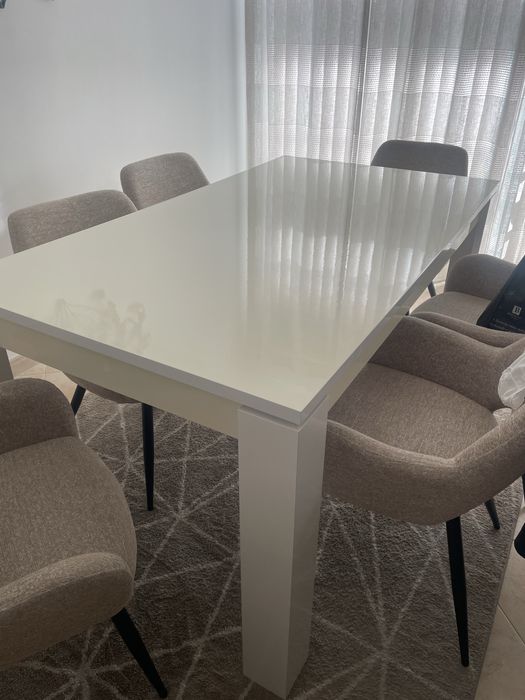 Mesa branca lacada 90x 160/205 (extensivel)