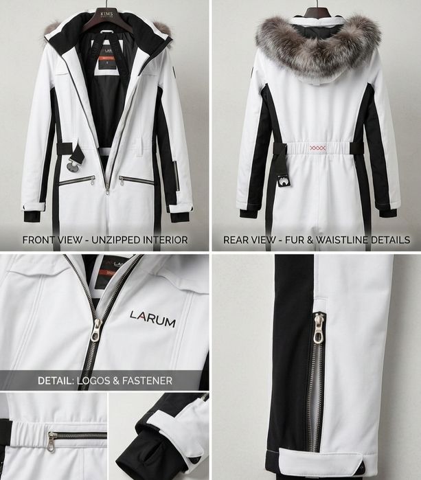 Комбінезон жіночий лижний Larum Powderly у білому кольорі. Розмір S.