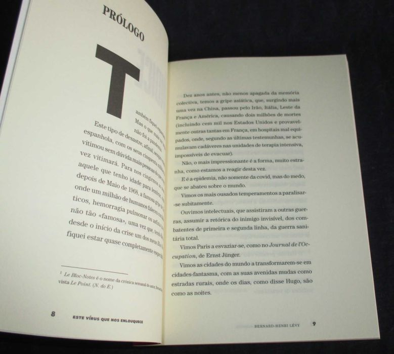 Livro Este Vírus que nos enlouquece Bernard Henri Lévy