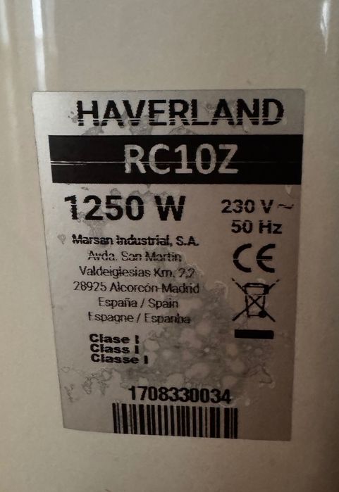 Aquecedor Haverland RC10Z emissor fluido térmico 1250W
