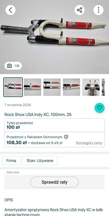 Rock Shox USA, 80mm, 26 Plus Amortyzator
