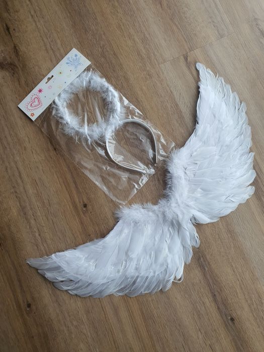 Skrzydła anioła przebranie na bal Aureola Zestaw