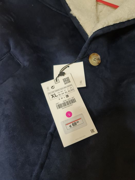 Casaco Zara Suede Handfeel XL azul escuro para homem