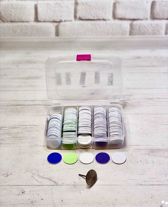 Набор дисков 25 мм с файлами 200 шт контейнер для педикюра подологии