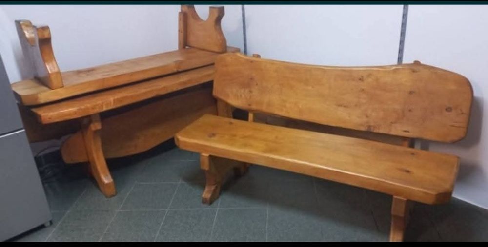 Meble ogrodowe, ława i 2 ławki