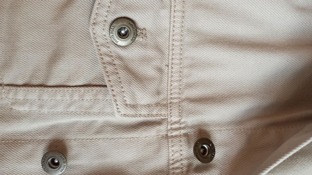 Kurtka jeansowa beżowa Mango M casual na guziki
