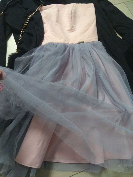 Sukienka gorset pudrowy róż błękit suknia