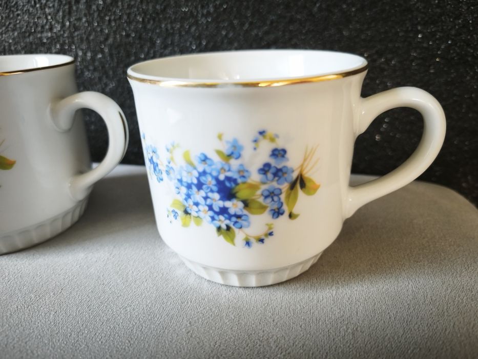 Komplet 2 kubków Original Bohemia | Porcelana retro niezapominajki