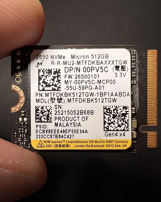 SSD Micron (Crucial) 2650 512GB NVMe M.2 2230 Gen4 TLC NAND (7000MB/s) + Oferta Adaptador 2280