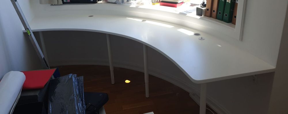 Secretaria de alta qualidade em branco lacado com 3.0m x 0.5m