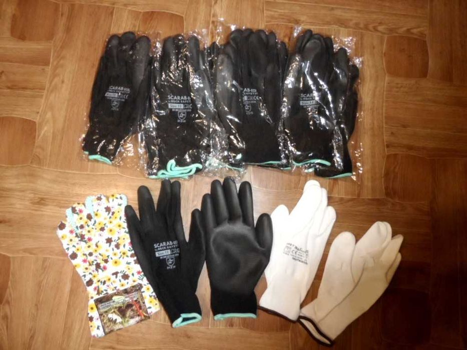 Рабочие перчатки с полиуретановым покрытием стройка или огород 11 пар