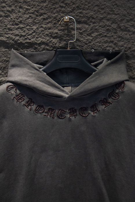 CHROME HEARTS худи унисекс мужское серое с крестом кофта с капюшоном