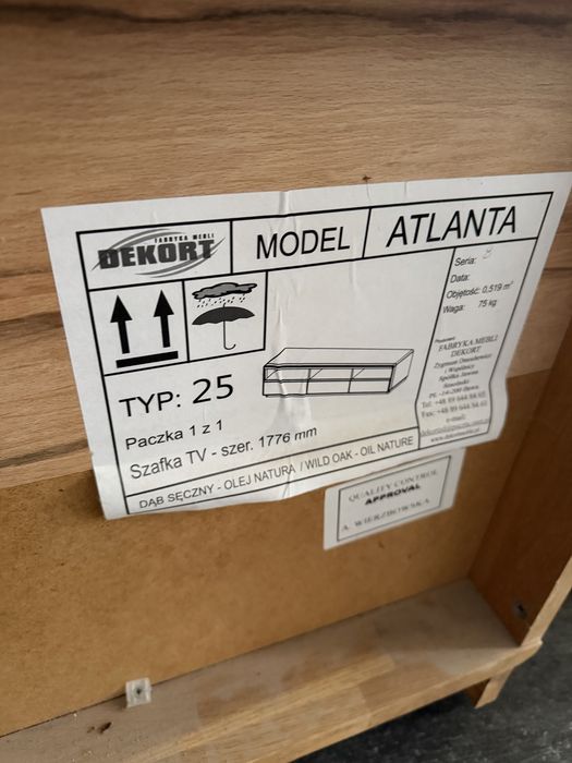 Meble dębowe DEKORT ATLANTA – szafka RTV 177 cm + 2 szafki nocne