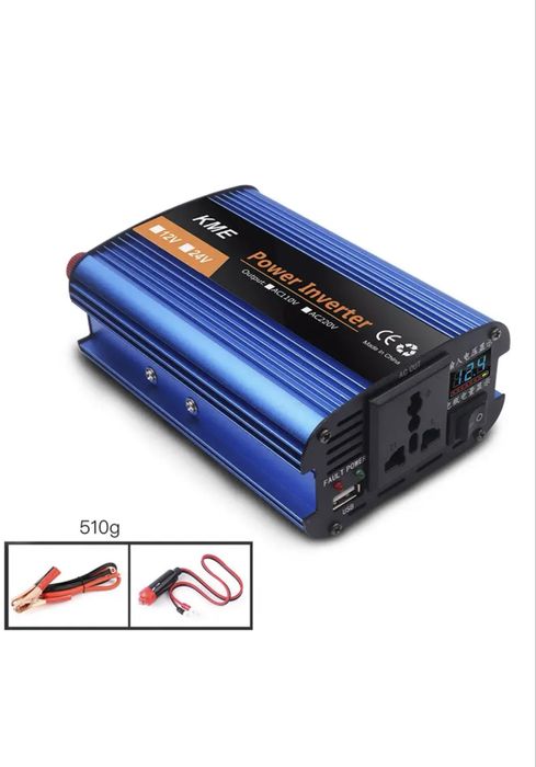 Инвертор автомобильный KME 12v-220v SSK-500W