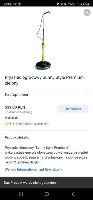 Prysznic solar ogrodowy jak nowy