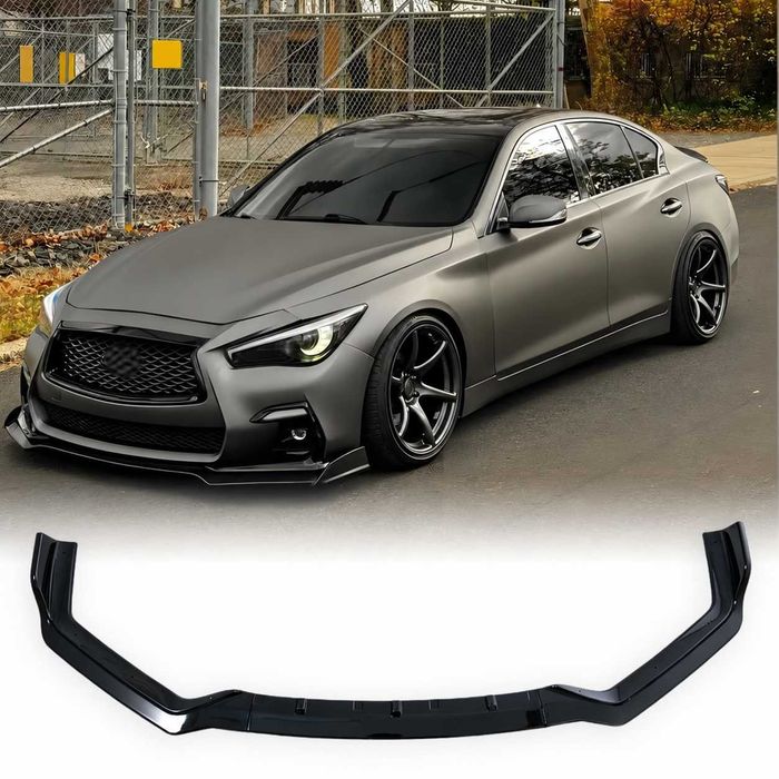Спліттер переднього бампера Infiniti Q50 Q50L Інфініті Ку50 ABS дифузор спойлер сплиттер зеркала диффузор Инфинити Ку50