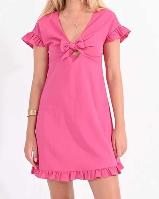Vestido Trapézio / Curto Rosa com Pormenores Molly Bracken (Tam. M | Novo c/ Etiqueta)