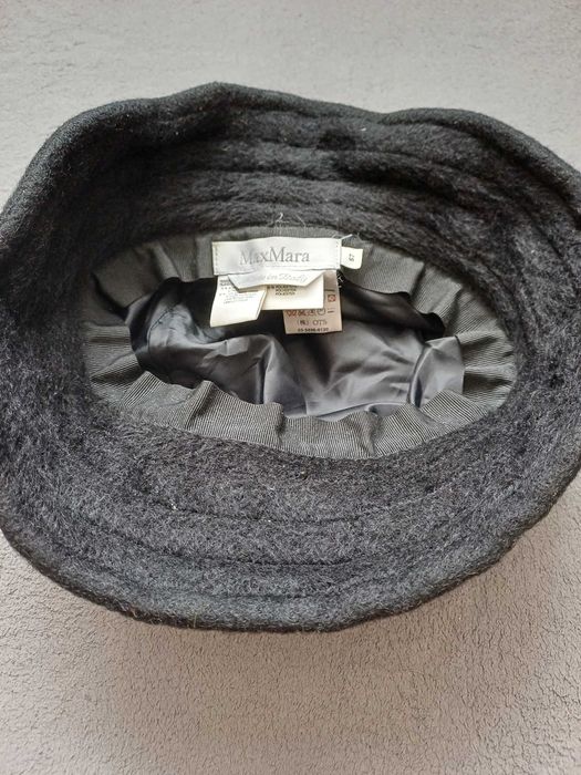 Max Mara czarny kapelusz alpaka wełna rozmiar 57