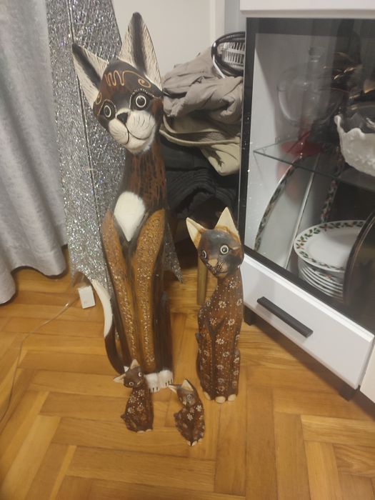 Quatro gatos decoração em madeira  70cm outro 50cm e dois 20cm