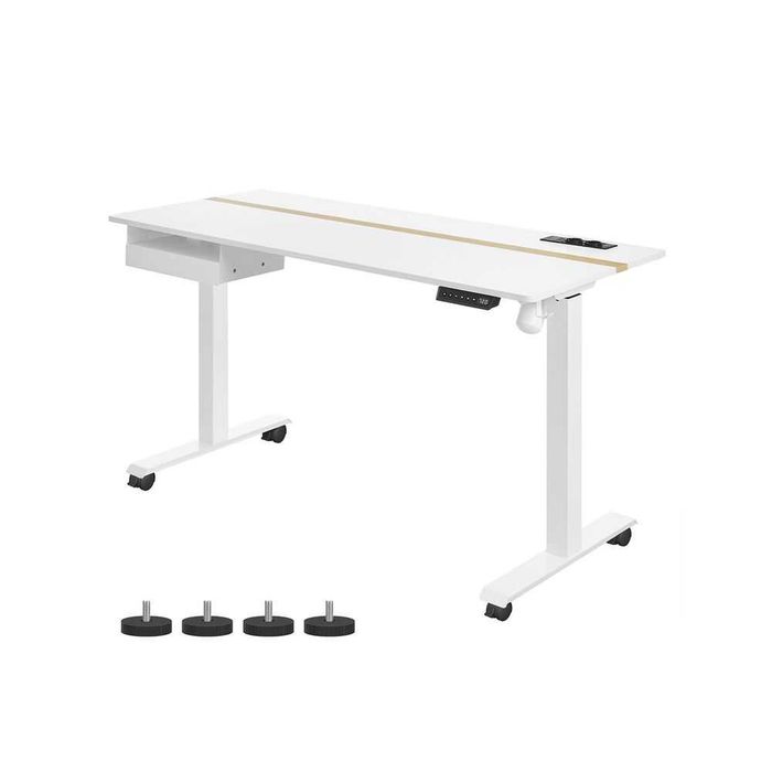 Stelaż Biurka Elektrycznego VASAGLE Regulowany 72–120 cm | USB | Gniazda 230V | Biały