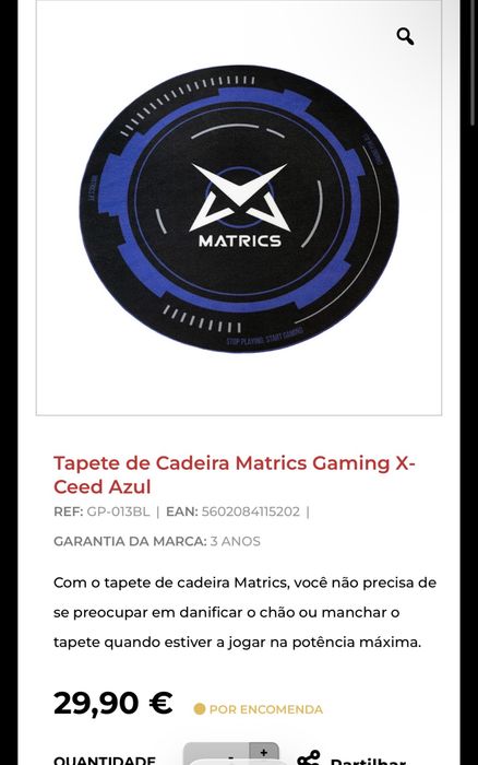 Tapete Gaming Matrics Redondo