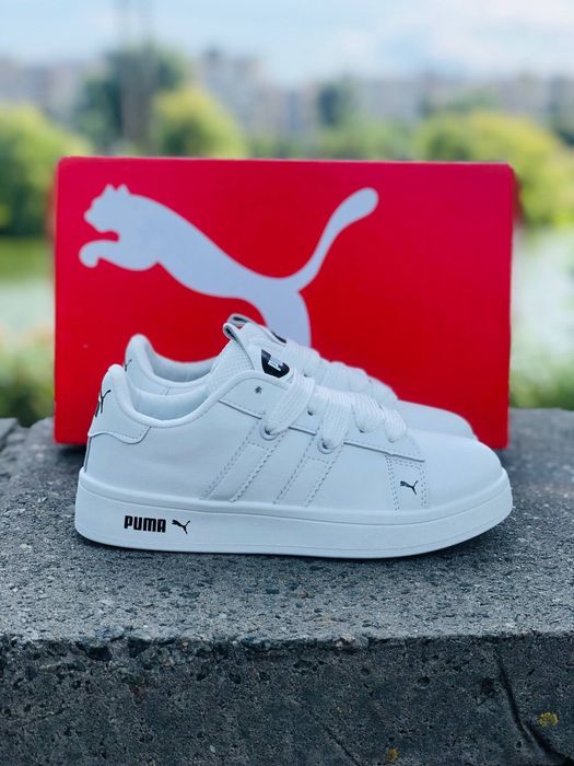 Женские кроссовки Пума Белые кожаные кеди пума Жіночі кросівки пума