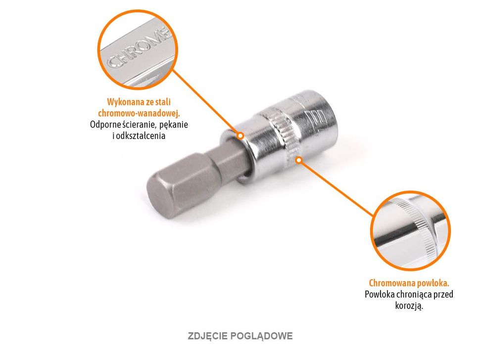 Klucz nasadowy 1/4" z bitem HEX 37 mm/H7 /TEGER