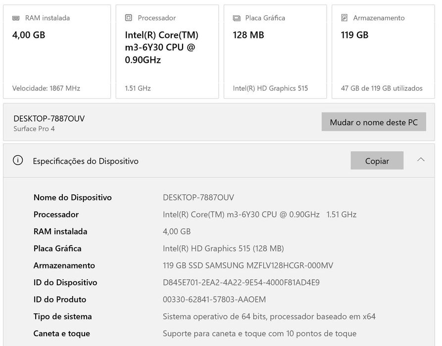 MIcrosoft Surface Pro 4 - Bom Estado