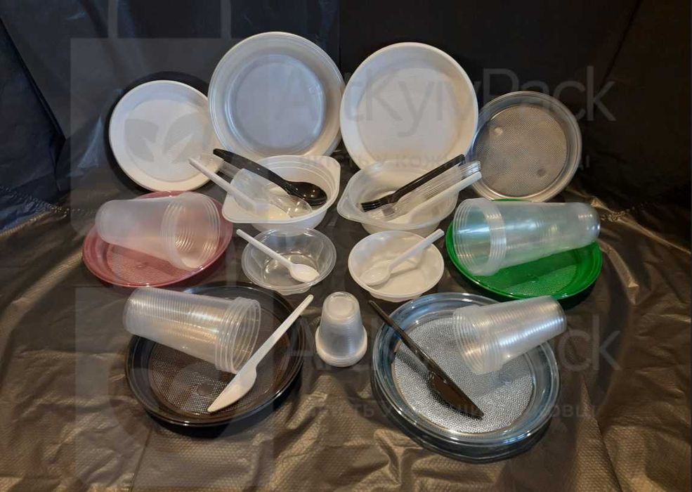 Ложки Вилки  Нож Одноразовая Посуда Тарелка Стаканы