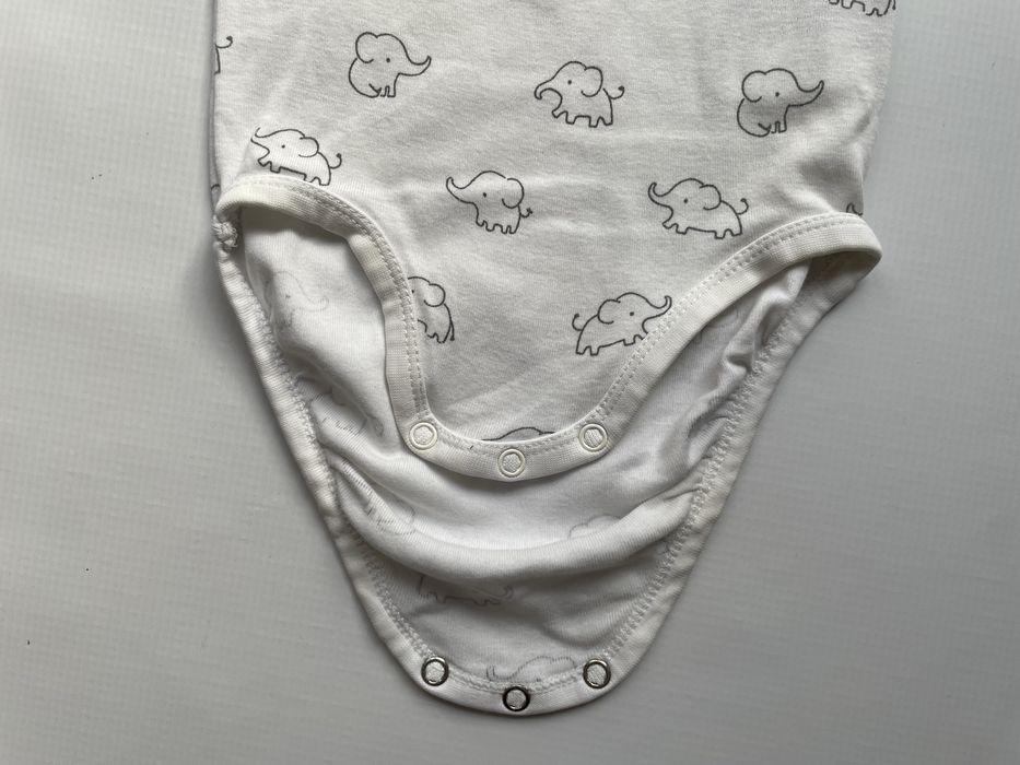 H&M body w słoniki 86, bawełna organiczna, krótki rękaw