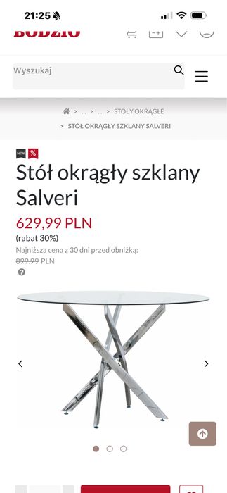 Stół okrągły szklany Salveri ,Meble Bodzio