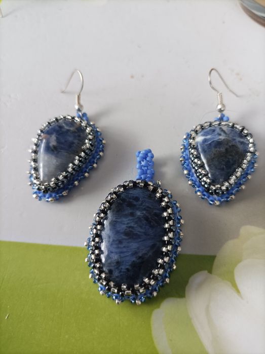 Komplet z sodalitem,beading