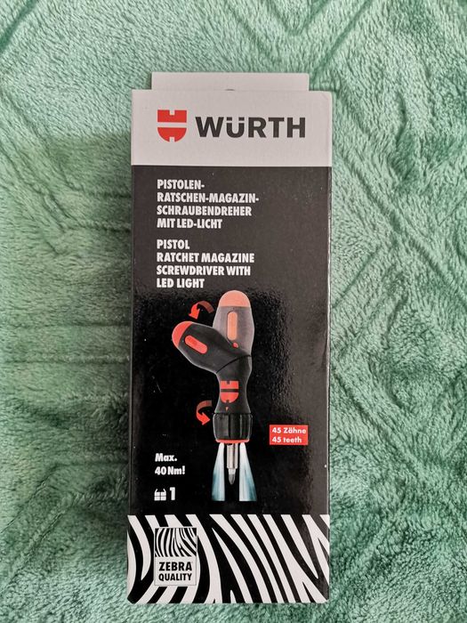 WURTH !!! Wkrętak łamany z magazynkiem LED !!!