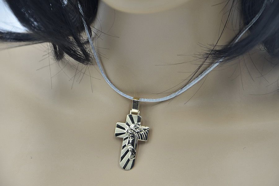 Złoty krzyż Katolicki zawieszka żółte złoto ctc023 W