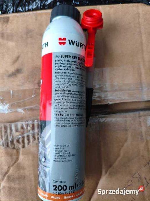 Wurth silikon super rtv czarny masa 200ml 260C