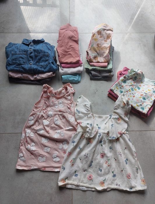 Zestaw paka unranek dziecięcych sukienki body, legginsy, getry, spodnie, bluzki H&M Zara 86