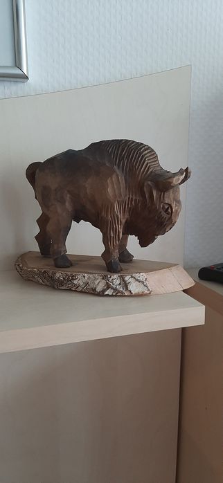 Rzeźba, Żubr, Figurka, Drewno, Ozdoba.
