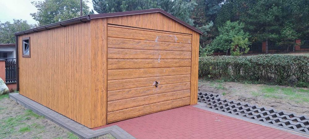 Garaż blaszany 4mx6m drewnopodobny profil poziom 6x6 7x6 9x6 9x5 3x5