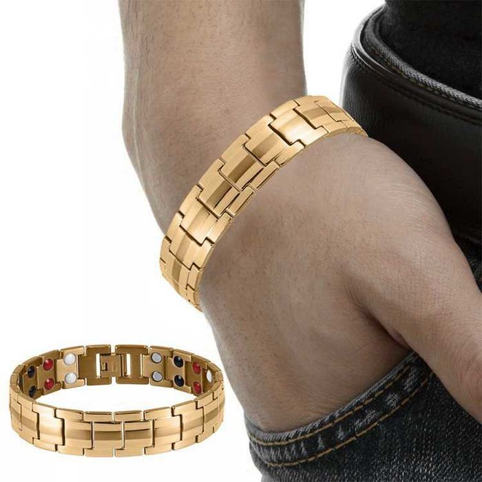 Elegancka ZŁOTA ZDROWOTNA bransoleta bransoletka męska MAGNETYCZNA !