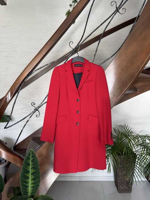 Zara czerwony plaszcz rozm 34 xs