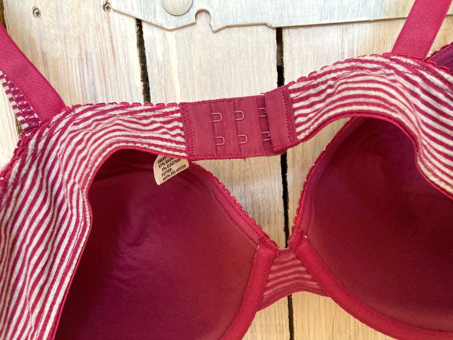 Biustonosz Gina Benotti 85C - Poziome prążki Białe-Burgunda