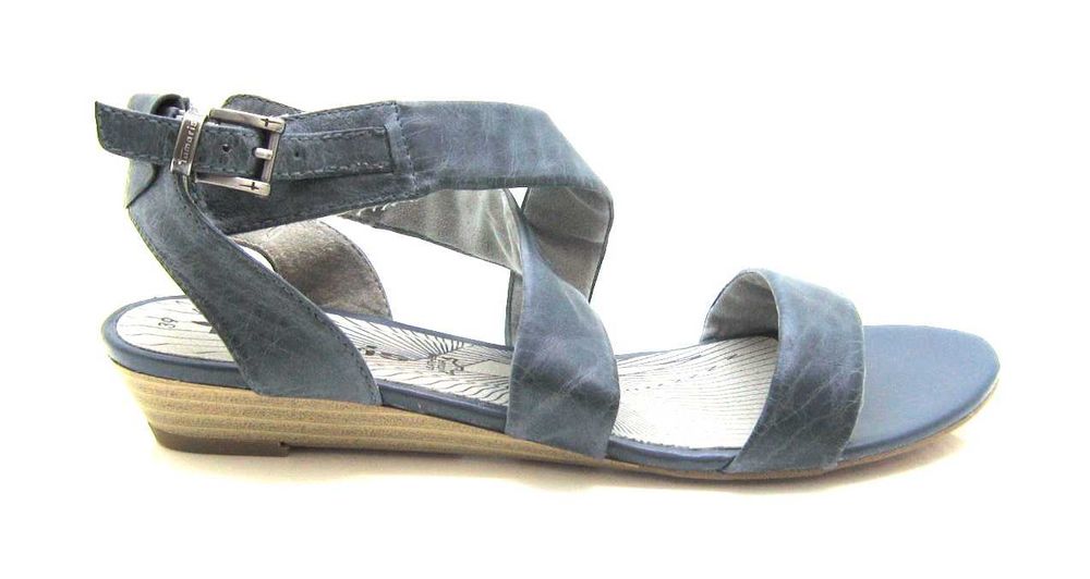 TAMARIS Sandały Damskie  NIEBIESKIE Skórzane  Klasyczne 39