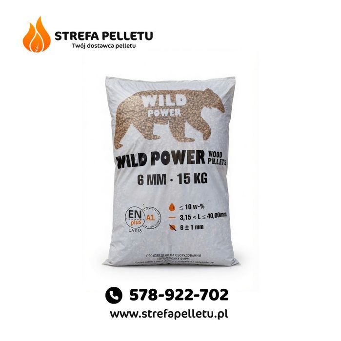 Pellet drzewny Wild Power | 6mm sosnowy | certyfikowany A1 | Transport samochodem z windą