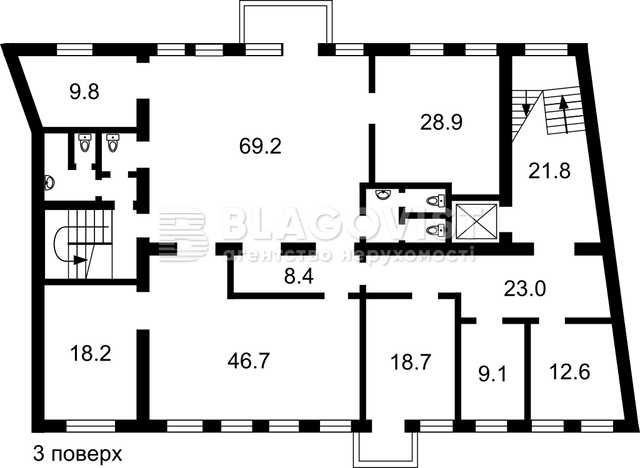Продаж Будівлі в центрі міста біля метро Фасад  Скоропадського 3