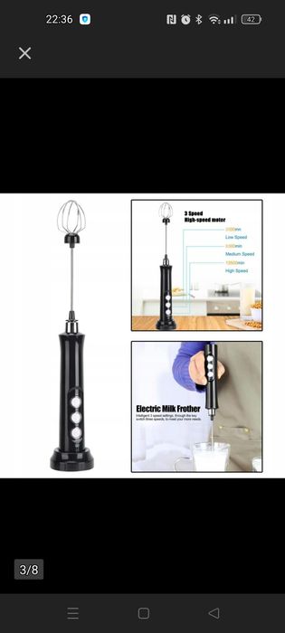 USB Spieniacz do mleka Trzepaczka do jajek Mikser Blender czarny