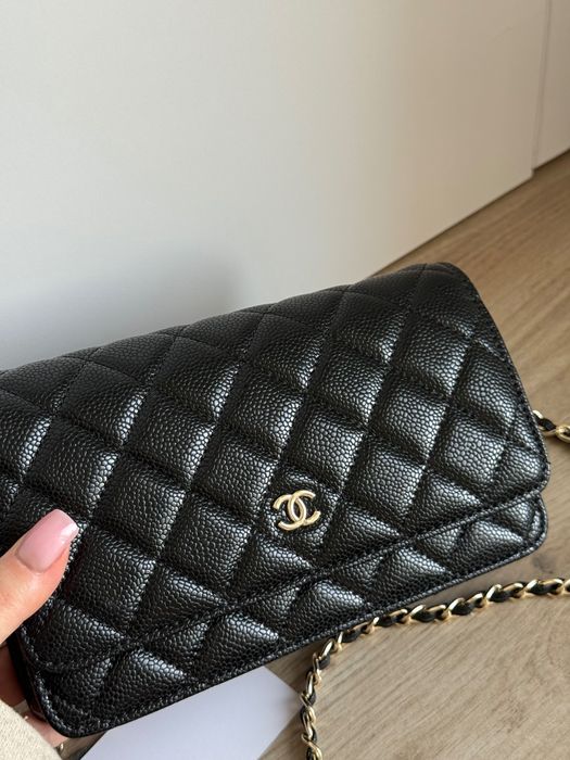 Сумка Chanel Classic Wallet on Chain Black золота та срібна фурнітура